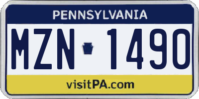 PA license plate MZN1490