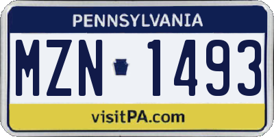 PA license plate MZN1493