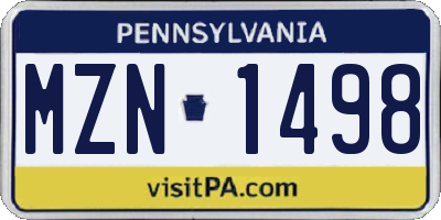 PA license plate MZN1498
