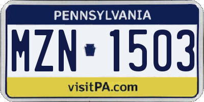PA license plate MZN1503