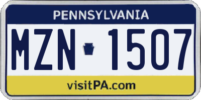 PA license plate MZN1507