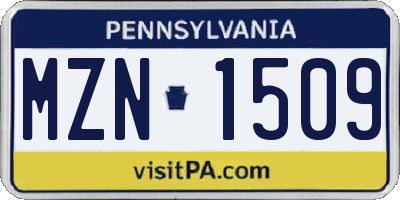 PA license plate MZN1509