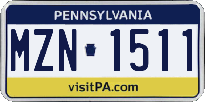 PA license plate MZN1511