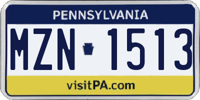 PA license plate MZN1513