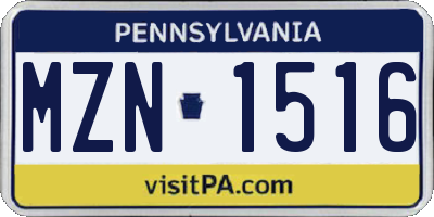 PA license plate MZN1516