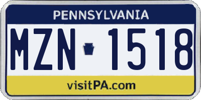 PA license plate MZN1518