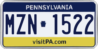 PA license plate MZN1522
