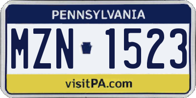 PA license plate MZN1523