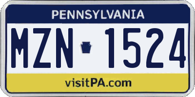 PA license plate MZN1524