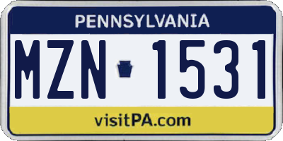 PA license plate MZN1531