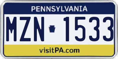 PA license plate MZN1533