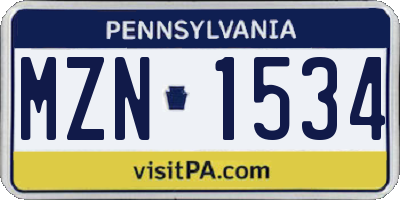 PA license plate MZN1534