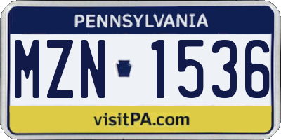 PA license plate MZN1536