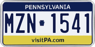 PA license plate MZN1541