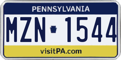 PA license plate MZN1544