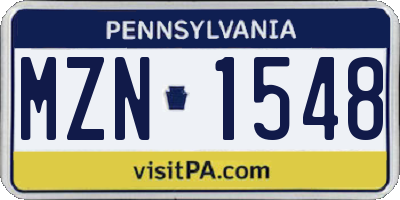 PA license plate MZN1548