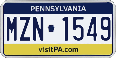 PA license plate MZN1549