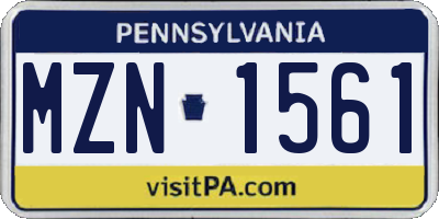 PA license plate MZN1561