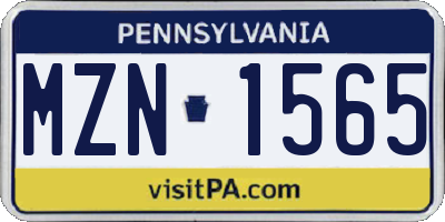 PA license plate MZN1565