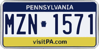 PA license plate MZN1571