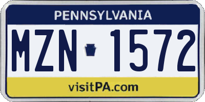 PA license plate MZN1572