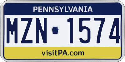 PA license plate MZN1574