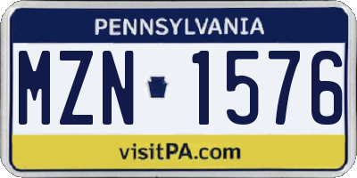 PA license plate MZN1576