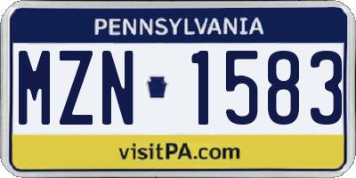 PA license plate MZN1583