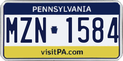 PA license plate MZN1584