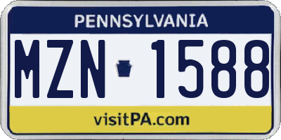 PA license plate MZN1588