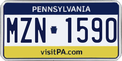 PA license plate MZN1590