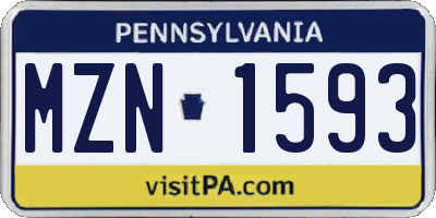 PA license plate MZN1593
