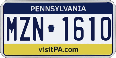 PA license plate MZN1610