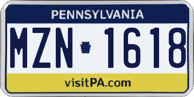 PA license plate MZN1618