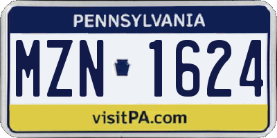 PA license plate MZN1624