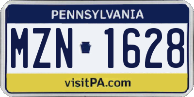 PA license plate MZN1628