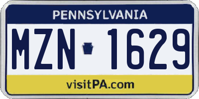 PA license plate MZN1629