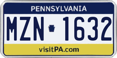 PA license plate MZN1632
