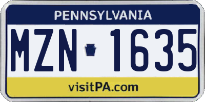 PA license plate MZN1635