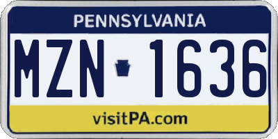 PA license plate MZN1636