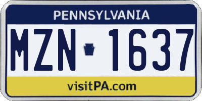 PA license plate MZN1637