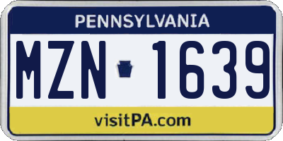 PA license plate MZN1639