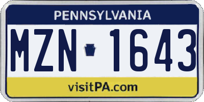 PA license plate MZN1643