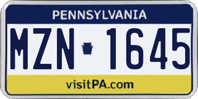 PA license plate MZN1645