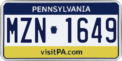 PA license plate MZN1649