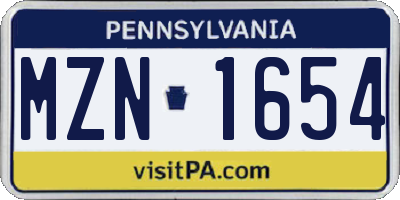 PA license plate MZN1654