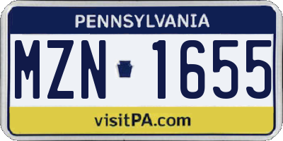 PA license plate MZN1655