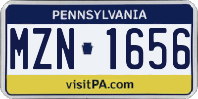 PA license plate MZN1656