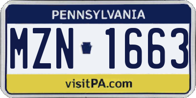 PA license plate MZN1663