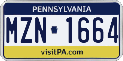 PA license plate MZN1664